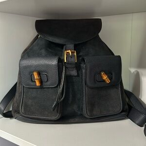 Authentic Gucci Backpack - Suede Navy